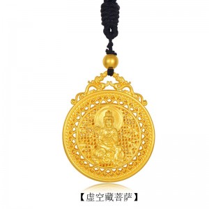 八大守护神十二生肖本命佛吊坠古法黄金千手观音挂坠足金文殊菩萨 虚空藏吊坠守护生肖牛、虎 30g